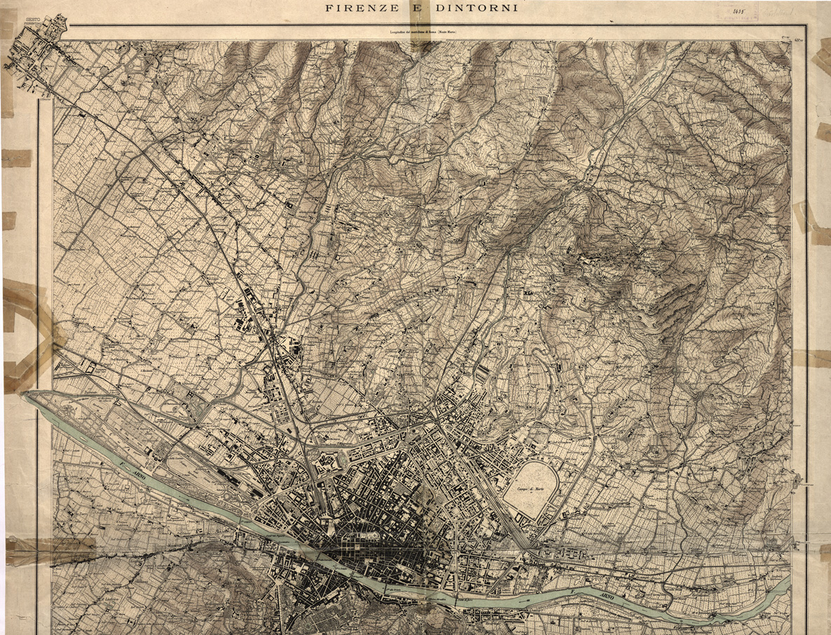 (N:9850) FIRENZE E DINTORNI (B0007074, B0007075, B7074-75) Carte e stampe antiche: riproduzione a colori su carta (formato A1)
