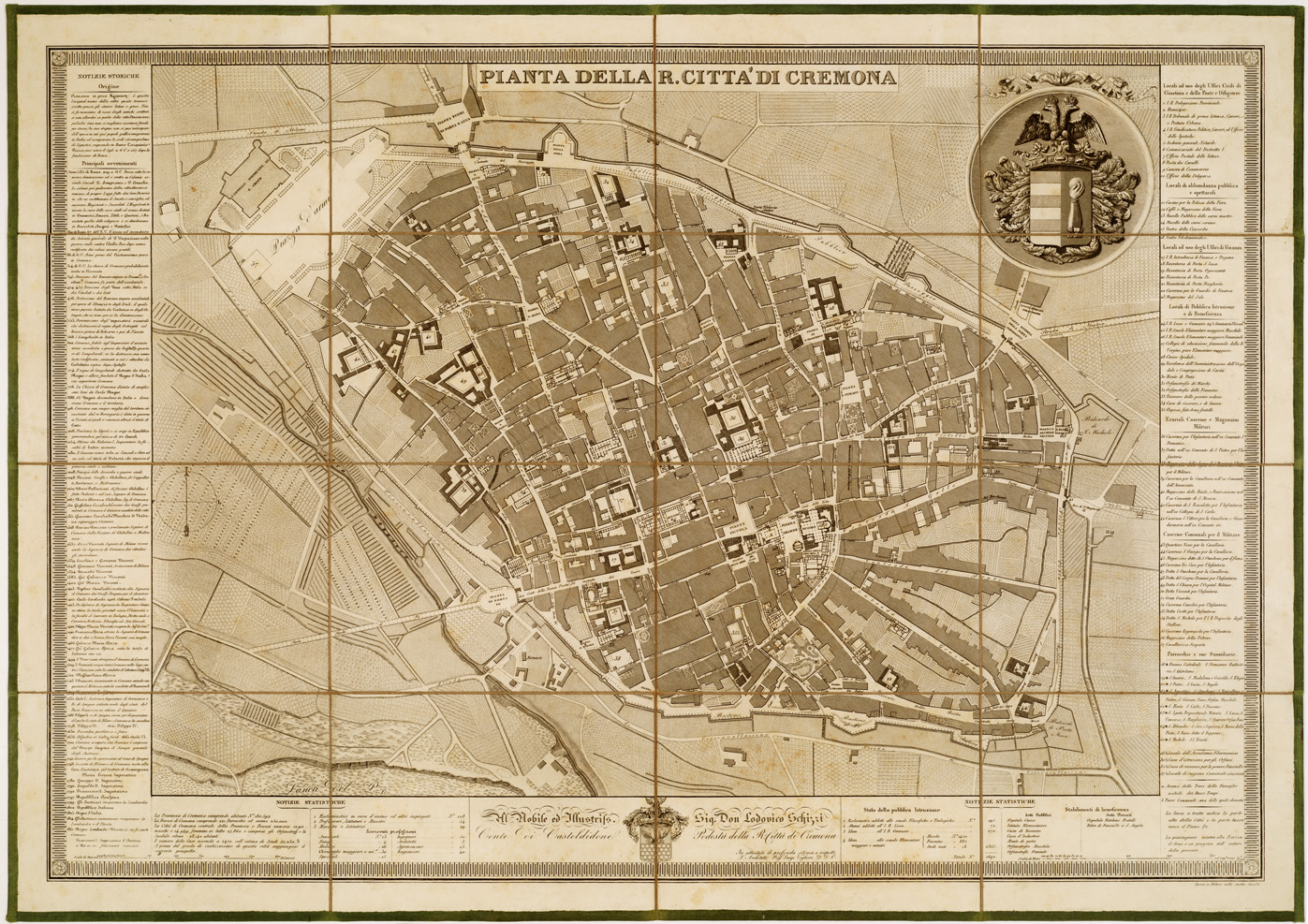 (N:13594) PIANTA DELLA CITTA' DI CREMONA (s. d.)
 (B0007102) Carte e stampe antiche: riproduzione a colori su carta (formato A1)
