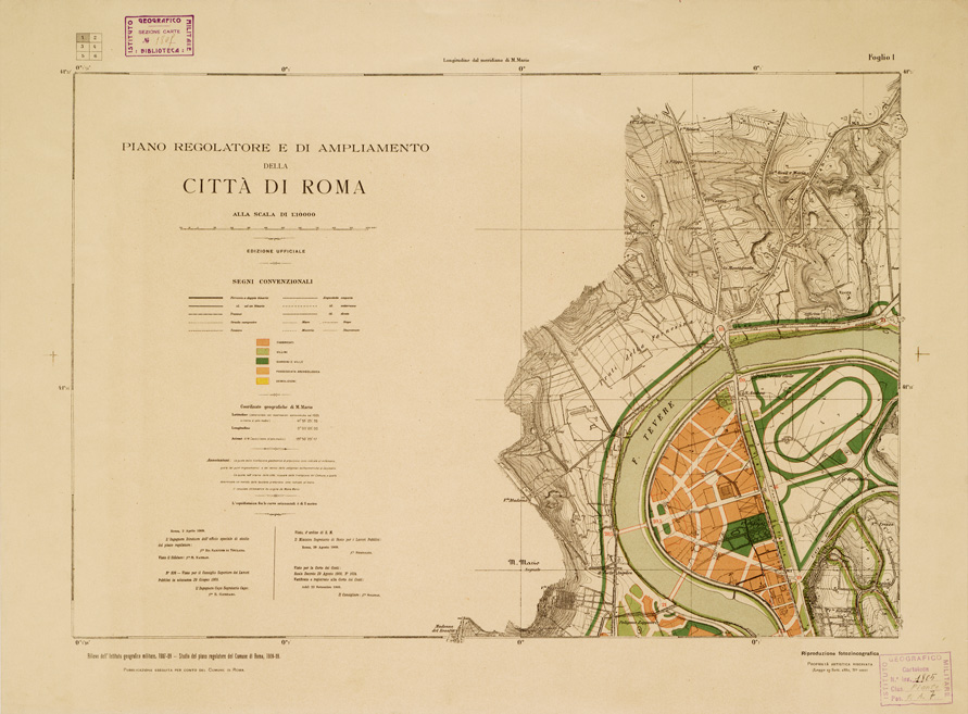 (N:13457) PIANO REGOLATORE E DI AMPLIAMENTO DELLA CITTA' DI ROMA - Tavola 1 (B0007143) Carte e stampe antiche: riproduzione a colori su carta (formato A1)