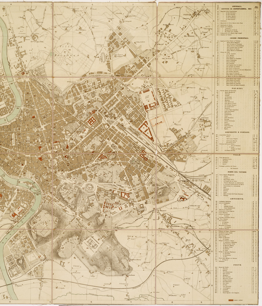(N:13550) PIANO TOPOGRAFICO DI ROMA (B0007149, B0007150, B7149-50) Carte e stampe antiche: riproduzione a colori su carta (formato A1)