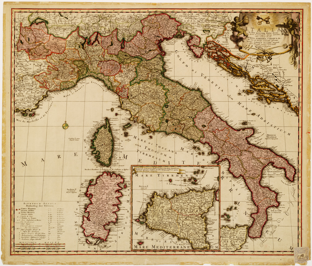 (N:10857) ITALIA IN SUOS QUOSCUNQ STATUS DIVISA, ECC... (B0007241) Carte e stampe antiche: riproduzione a colori su carta (formato A1)