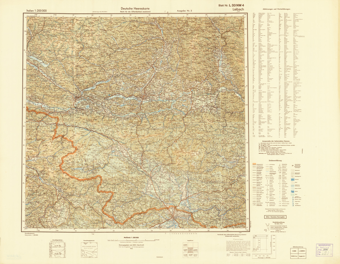 (N:10913) ITALIEN UND GRENZGEBIETE - LAIBACH NR. L 33 NW 4 (B0007430) Carte e stampe antiche: riproduzione a colori su carta (formato A1)