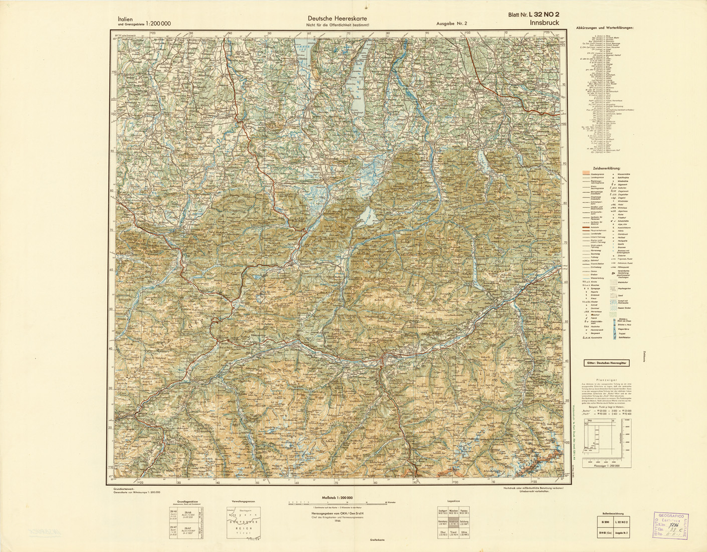 (N:10910) ITALIEN UND GRENZGEBIETE - INSBRUCK NR. L 32 NO 2 (B0007451) Carte e stampe antiche: riproduzione a colori su carta (formato A1)