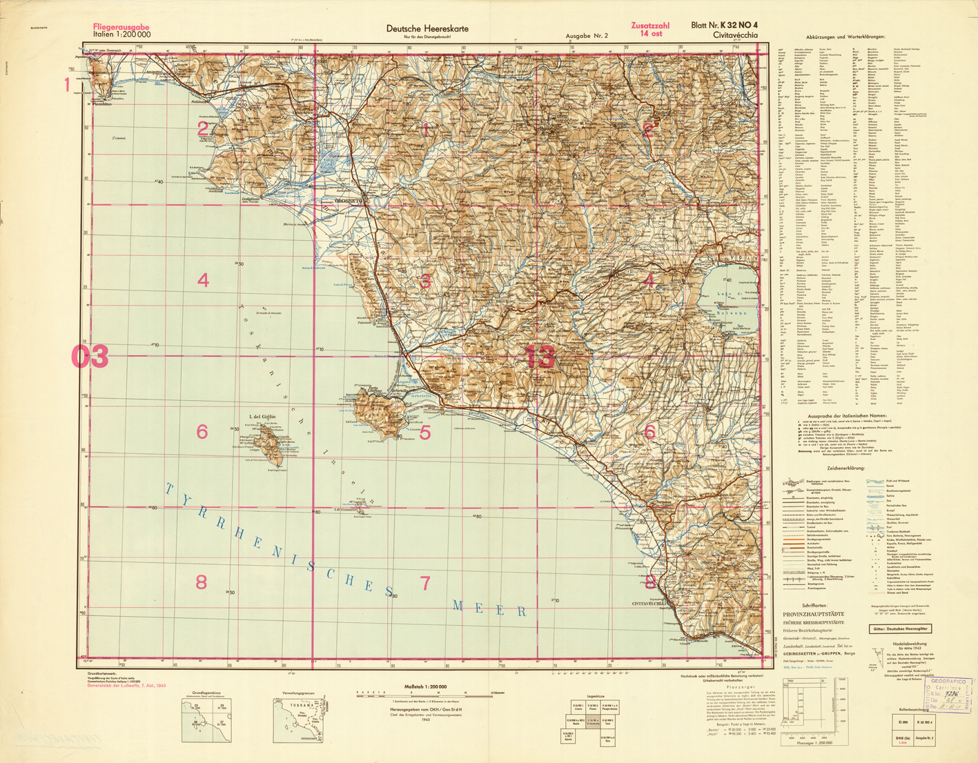 (N:10906) ITALIEN UND GRENZGEBIETE - CIVITAVECCHIA NR. K 32 NO 4 (B0007462) Carte e stampe antiche: riproduzione a colori su carta (formato A1)