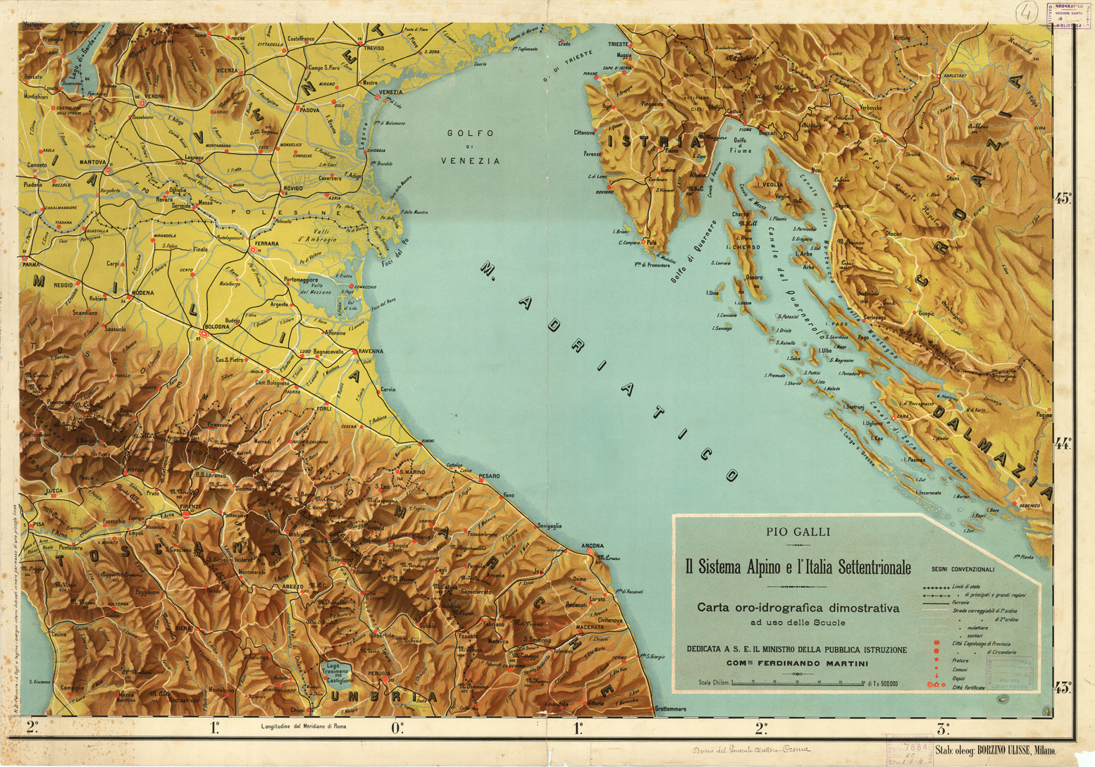 (N:10627) IL SISTEMA ALPINO E L'ITALIA SETTENTRIONALE - Foglio 4 (B0007481) Carte e stampe antiche: riproduzione a colori su carta (formato A1)