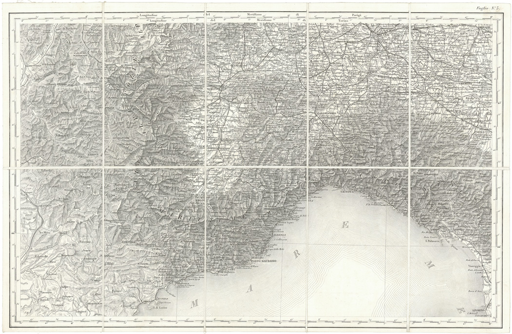 (N:811) CARTA COROGRAFICA DELL'ITALIA SUPERIORE E CENTRALE - Foglio 3 (B0007494) Carte e stampe antiche: riproduzione a colori su carta (formato A1)
