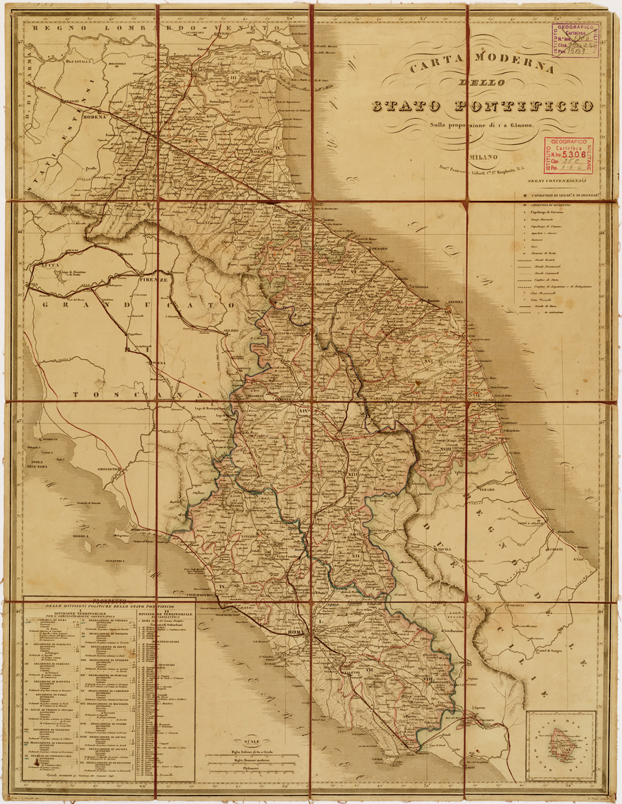 (N:5754) CARTA MODERNA DELLO STATO PONTIFICIO (B0007500) Carte e stampe antiche: riproduzione a colori su carta (formato A1)