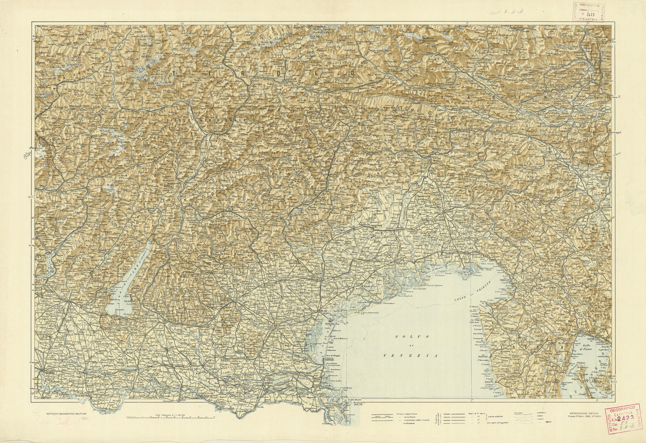 (N:1848) CARTA DEL LOMBARDO VENETO (B0007504) Carte e stampe antiche: riproduzione a colori su carta (formato A1)