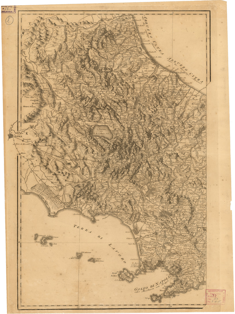 (N:10359) GENERAL KARTE VON DEM KOENIGREICHE NEAPEL... CARTA DEL REGNO DI NAPOLI CON PARTE DELLA SICILIA... - Tavola 1 (B0007525) Carte e stampe antiche: riproduzione a colori su carta (formato A1)