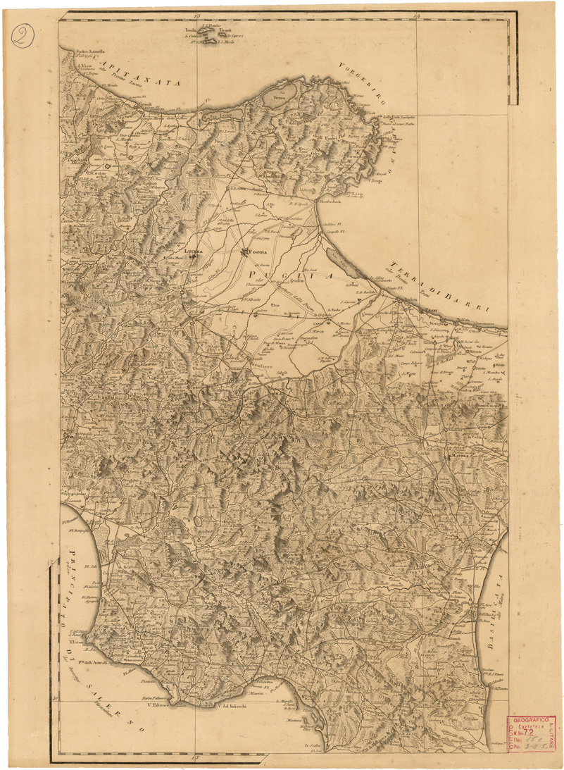 (N:10360) GENERAL KARTE VON DEM KOENIGREICHE NEAPEL... CARTA DEL REGNO DI NAPOLI CON PARTE DELLA SICILIA... - Tavola 2 (B0007526) Carte e stampe antiche: riproduzione a colori su carta (formato A1)