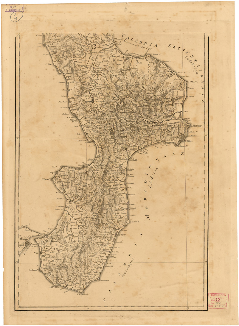 (N:10362) GENERAL KARTE VON DEM KOENIGREICHE NEAPEL... CARTA DEL REGNO DI NAPOLI CON PARTE DELLA SICILIA... - Tavola 4 (B0007528) Carte e stampe antiche: riproduzione a colori su carta (formato A1)