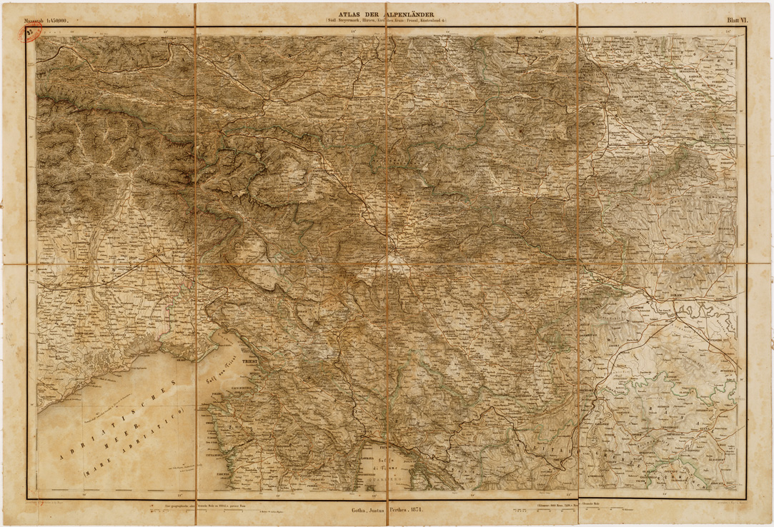 (N:12648) MAYR'S ATLAS DER ALPEN LANDER UND MITTEL ITALIEN - Tavola VI (B0007534) Carte e stampe antiche: riproduzione a colori su carta (formato A1)
