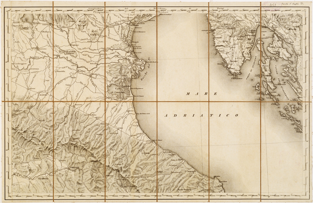 (N:9126) COROGRAFIA DELLE ALPI DAL MEDITERRANEO ALL'ADRIATICO - Foglio D (B0007544) Carte e stampe antiche: riproduzione a colori su carta (formato A1)