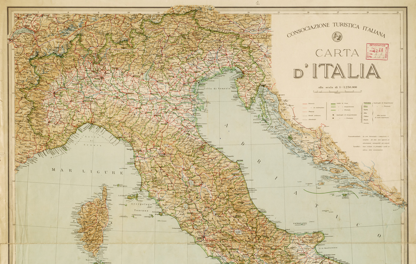 (N:1354) CARTA D'ITALIA (B0007561, B0007562, B7561-62) Carte e stampe antiche: riproduzione a colori su carta (formato A1)