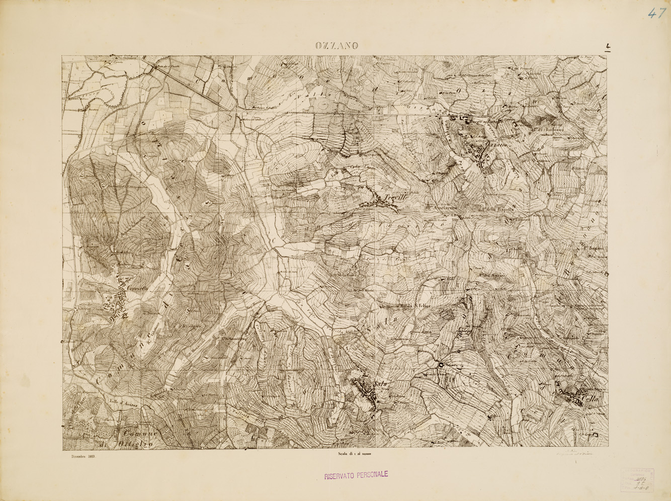 (N:7910) CARTA TOPOGRAFICA DELLA VALLE DEL PO' DA CASALE A PAVIA - Foglio 4 OZZANO (B0007647) Carte e stampe antiche: riproduzione a colori su carta (formato A1)