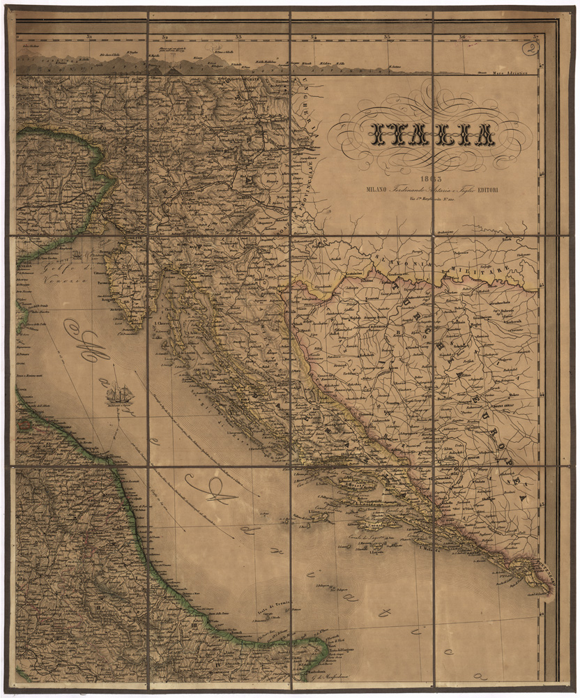 (N:1337) ITALIA - Foglio 2 (B0007711) Carte e stampe antiche: riproduzione a colori su carta (formato A1)