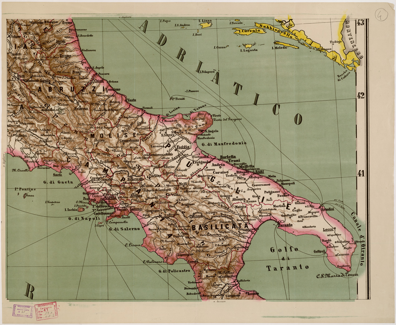 (N:10617) IL REGNO D'ITALIA FISICO E POLITICO - parte 4 (B0007724) Carte e stampe antiche: riproduzione a colori su carta (formato A1)