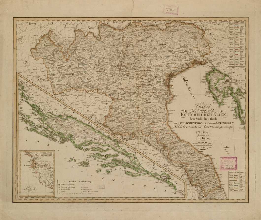 (N:8713) CHARTE VON DEM KONIGREICHEITALIEN (B0007736) Carte e stampe antiche: riproduzione a colori su carta (formato A1)