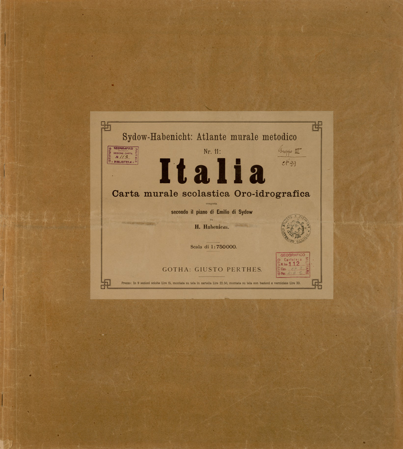 (N:5768) CARTA MURALE SCOLASTICA ORO - IDROGRAFICA COMPOSTA SECONDO IL PIANO DI EMILIO SYDOW - TITOLO (B0007757) Carte e stampe antiche: riproduzione a colori su carta (formato A1)