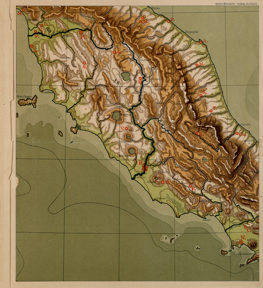 (N:5763) CARTA MURALE SCOLASTICA ORO - IDROGRAFICA COMPOSTA SECONDO IL PIANO DI EMILIO SYDOW - SECT. 5 (B0007762) Carte e stampe antiche: riproduzione a colori su carta (formato A1)