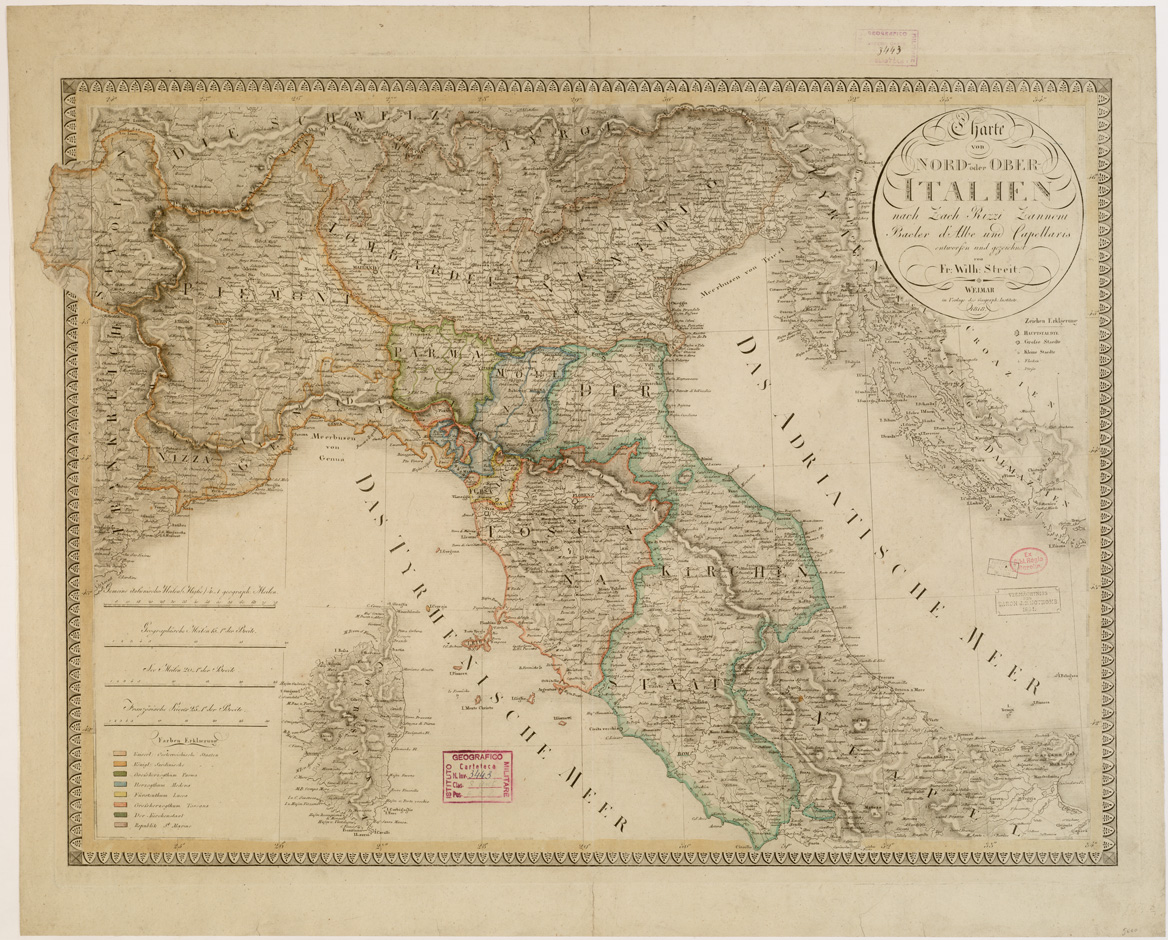 (N:8714) CHARTE VON Nord ODER ITALIEN (B0007873) Carte e stampe antiche: riproduzione a colori su carta (formato A1)