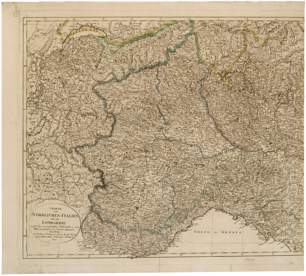 (N:8715) CHARTE VON NordLICHEN ITALIEN ODER DER LOMBARDIE...- Foglio 1 (B0007881) Carte e stampe antiche: riproduzione a colori su carta (formato A1)