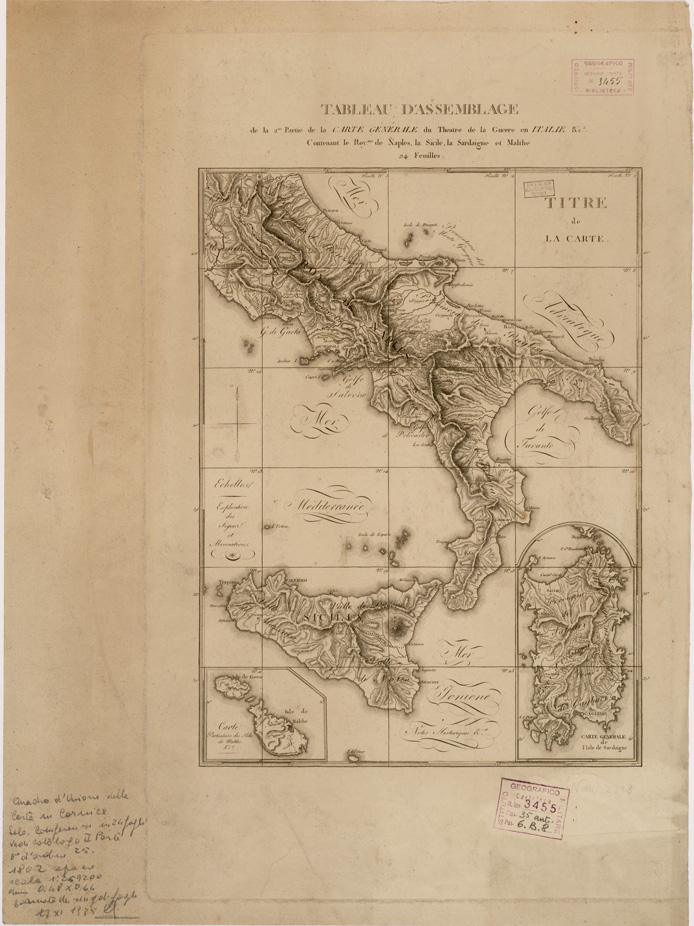 (N:8590) CARTE GENERALE DES ROYAUMES DE NAPLES, SICILE E SARDAIGNE - Regno di Napoli, Sicilia e Sardegna (B0007887) Carte e stampe antiche: riproduzione a colori su carta (formato A1)
