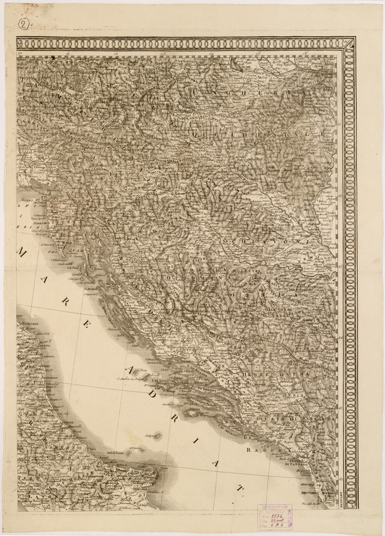 (N:11149) L'ITALIA DI GIO. ANTONIO RIZZI-ZANNONI IN QUATTRO FOGLI IMPERIALI CON L'AGGIUNTA DEI LUOGHI E LE STRADE POSTALI - Foglio 2 (B0007894) Carte e stampe antiche: riproduzione a colori su carta (formato A1)