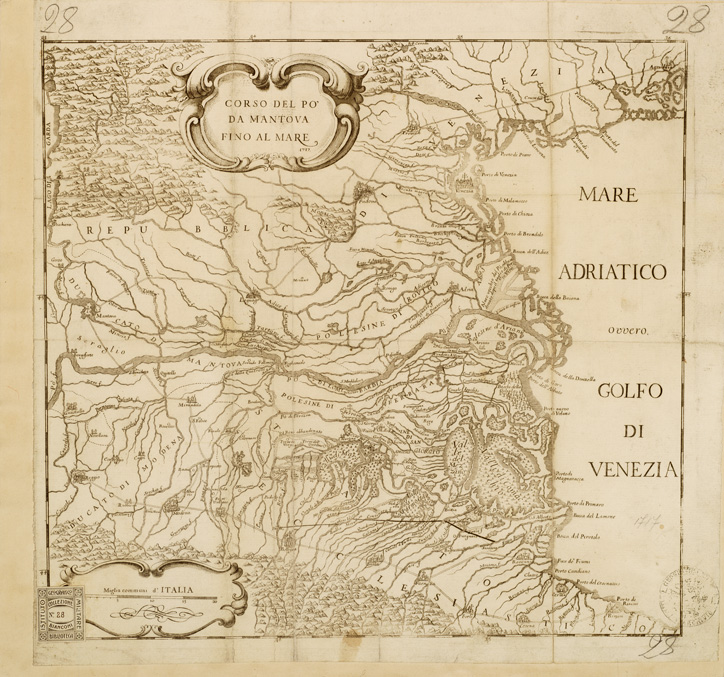 (N:9155) CORSO DEL PO DA MANTOVA FINO AL MARE 
 (B0007977) Carte e stampe antiche: riproduzione a colori su carta (formato A1)
