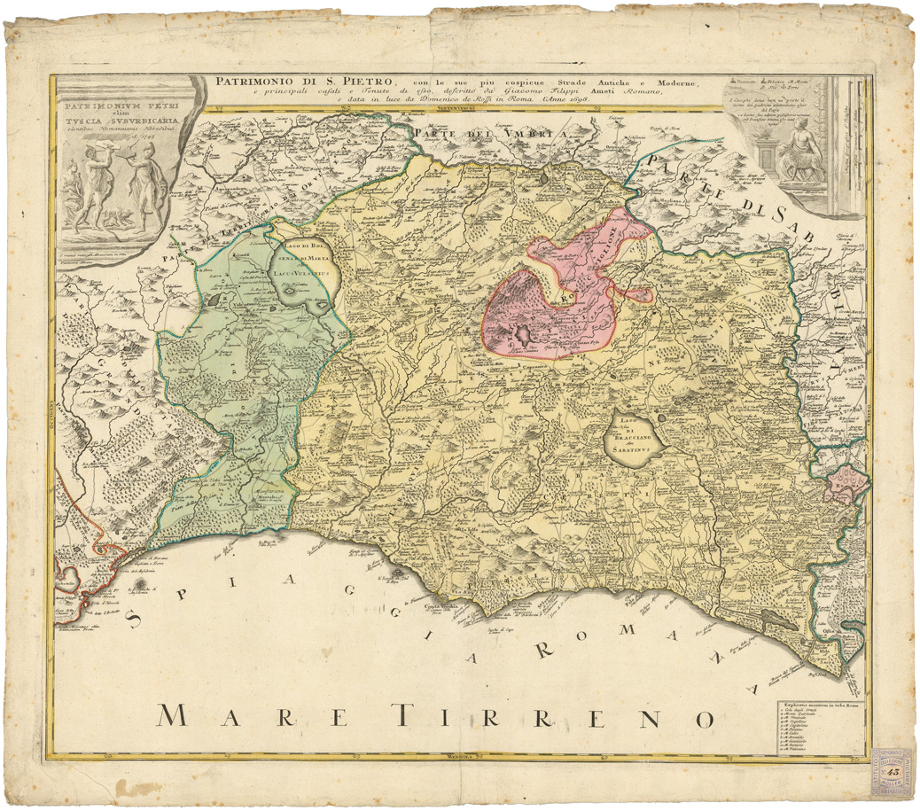 (N:13217) PATRIMONIO DI S. PIETRO CON LE SUE PIU'... (B0007981) Carte e stampe antiche: riproduzione a colori su carta (formato A1)