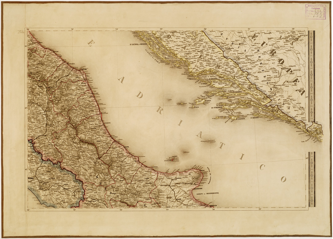 (N:5919) CARTA STRADALE E POSTALE DELL'ITALIA SECONDO LE CARTE E LE OPERE PIUACCREDITATE DEI MODERNI GEOGRAFI - Foglio 4 (B0008010) Carte e stampe antiche: riproduzione a colori su carta (formato A1)