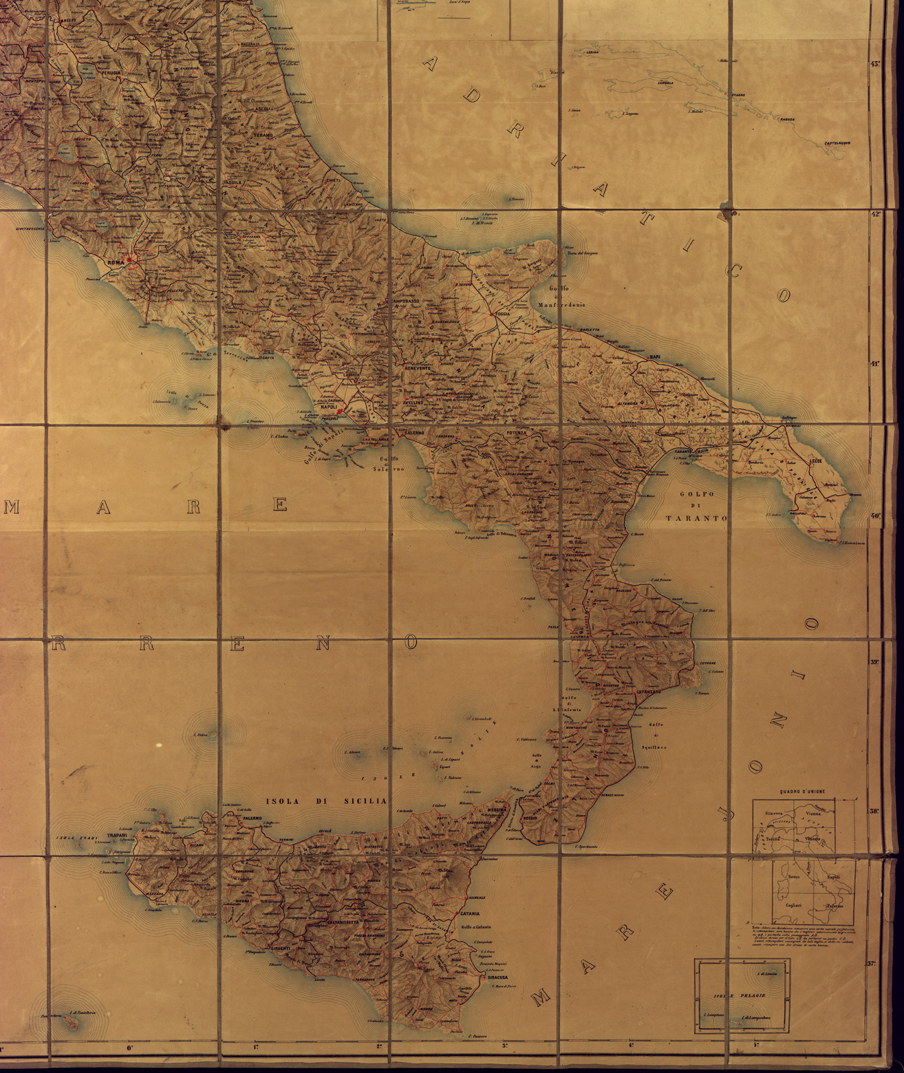 (N:841) CARTA COROGRAFICA DIMOSTRATIVA DEL REGNO D'ITALIA E DELLE ALTRE REGIONI LIMITROFE   

 (B0008042, B0008043, B0008044, B0008045) Carte e stampe antiche: riproduzione a colori su carta (formato A1)