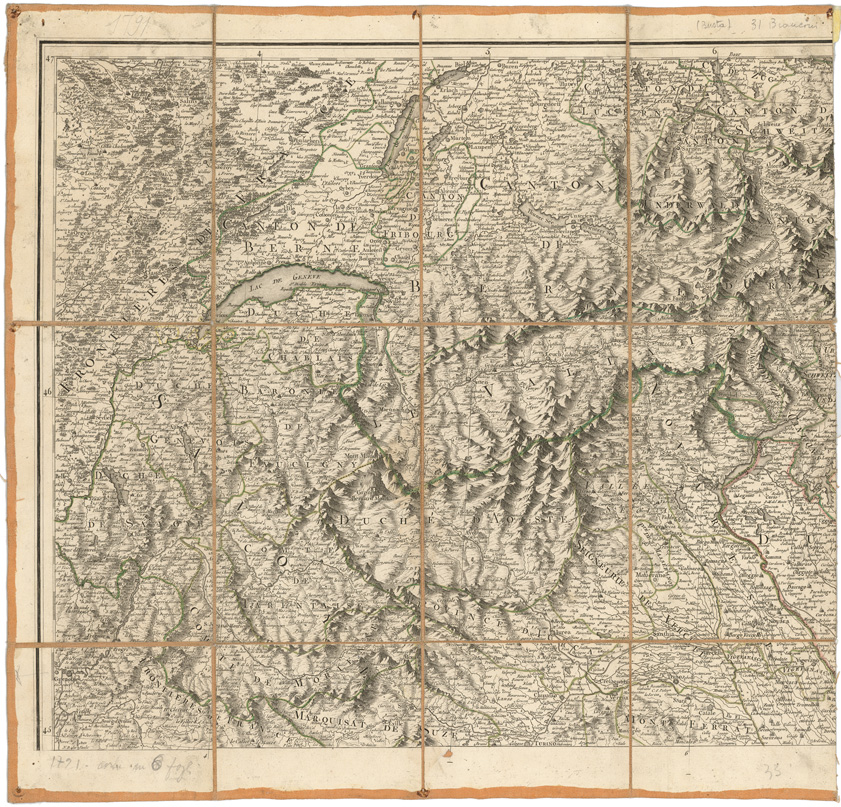 (N:8459) CARTE DE LA PARTIE SEPTENTRIONALE DE L'ITALIE PAR M. CHAUCHARD, CAPITAINE D'INFANTERIE ET INGENIEUR MILITAIRE. A PARIS CHEZ LE S. DEZAUCHE, ECC.. - Foglio 1 (B0008141) Carte e stampe antiche: riproduzione a colori su carta (formato A1)