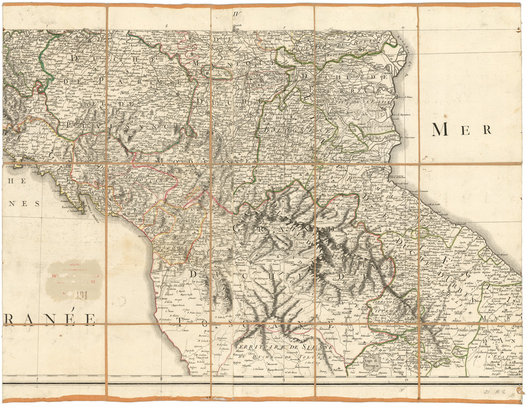 (N:8463) CARTE DE LA PARTIE SEPTENTRIONALE DE L'ITALIE PAR M. CHAUCHARD, CAPITAINE D'INFANTERIE ET INGENIEUR MILITAIRE. A PARIS CHEZ LE S. DEZAUCHE, ECC.. - Foglio 5 (B0008145) Carte e stampe antiche: riproduzione a colori su carta (formato A1)