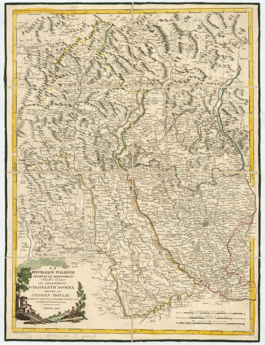 (N:11294) LA REPUBLIQUE ITALIENNE DIVISEE EN SES DEPARTEMENTS - Foglio 1 - Olona e Agogna (B0008147) Carte e stampe antiche: riproduzione a colori su carta (formato A1)