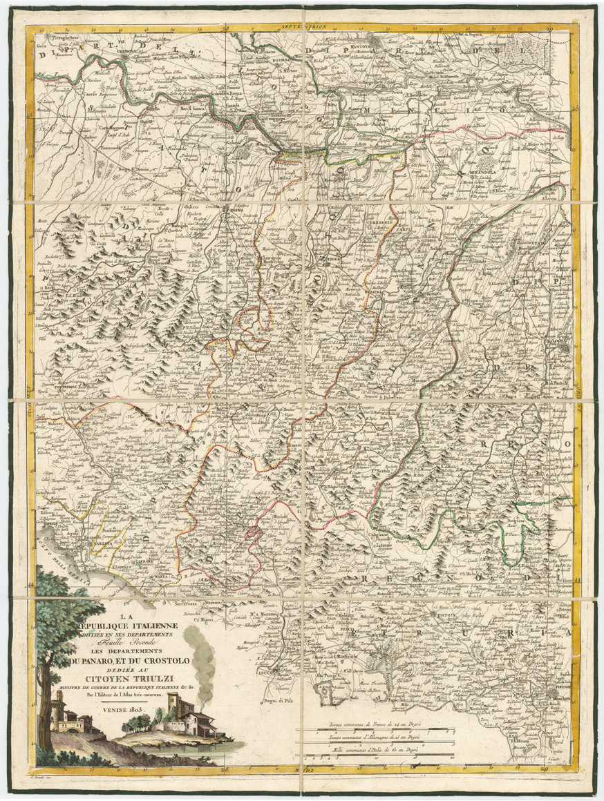(N:11295) LA REPUBLIQUE ITALIENNE DIVISEE EN SES DEPARTEMENTS - Foglio 2 - Crostolo e Panaro (B0008148) Carte e stampe antiche: riproduzione a colori su carta (formato A1)