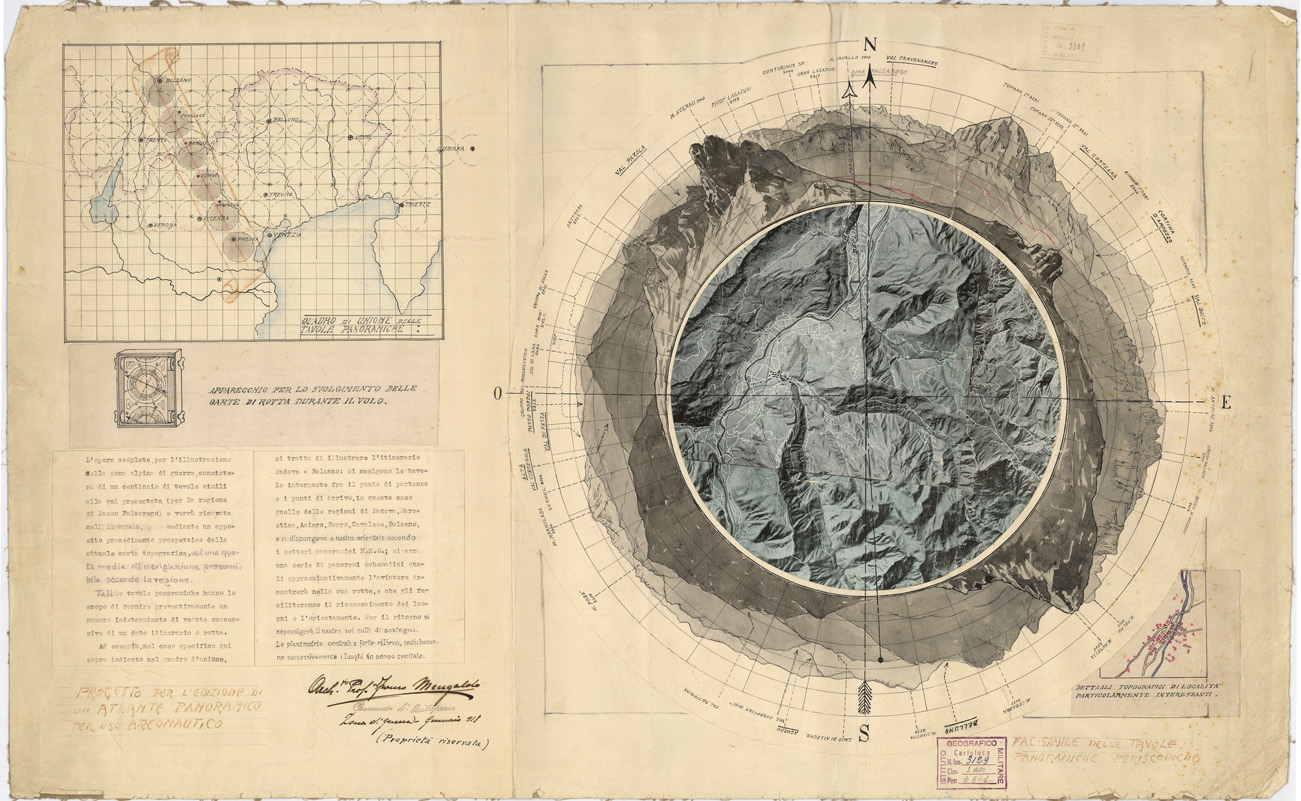 (N:14229) PROGETTO PER L'EDIZIONE DI UN ATLANTE PANORAMICO PER USO AERONAUTICO (B0008153) Carte e stampe antiche: riproduzione a colori su carta (formato A1)