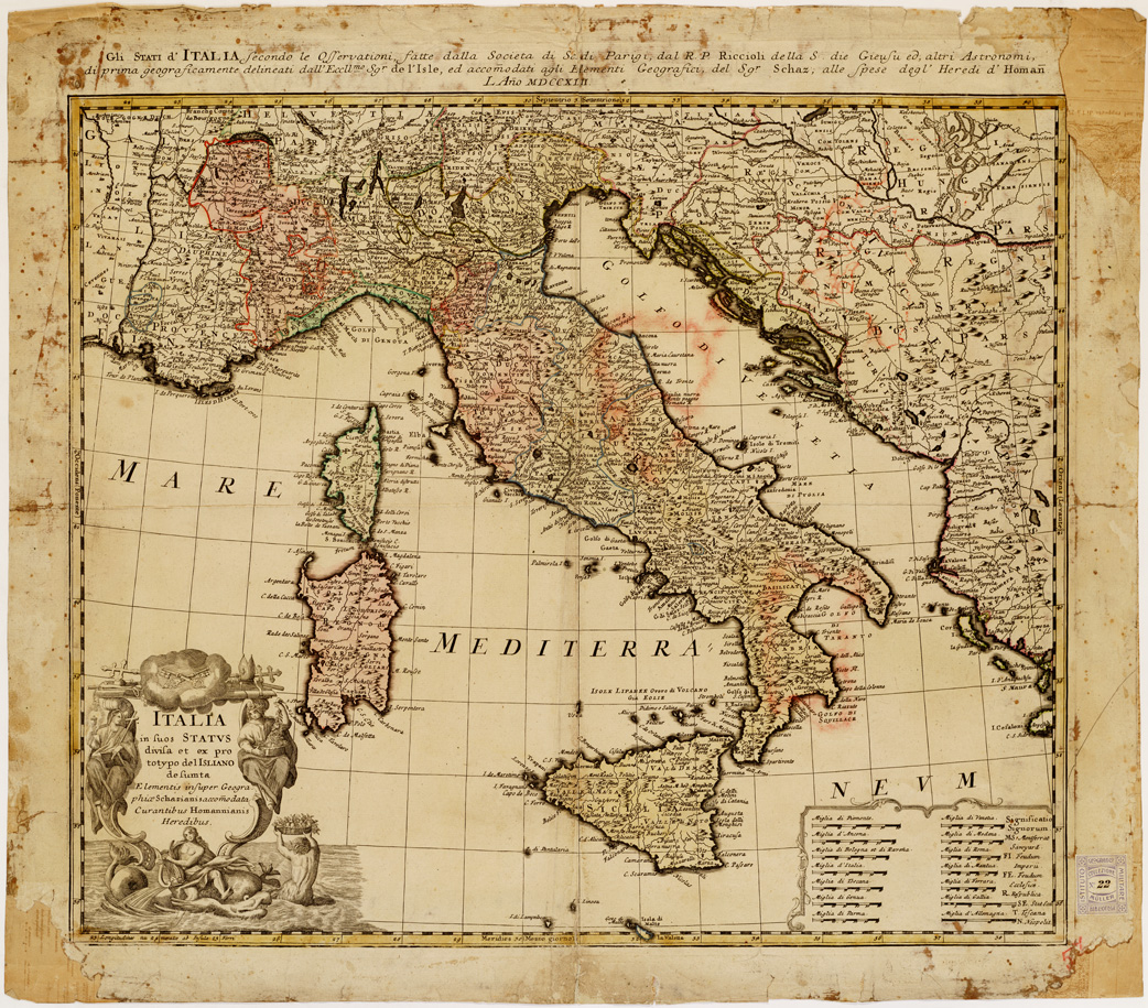 (N:10415) I. GLI STATI D'ITALIA SECONDO LE OSSERVAZIONI FATTE...
II. ITALIA IN SUOS STATUS... (B0008167) Carte e stampe antiche: riproduzione a colori su carta (formato A1)