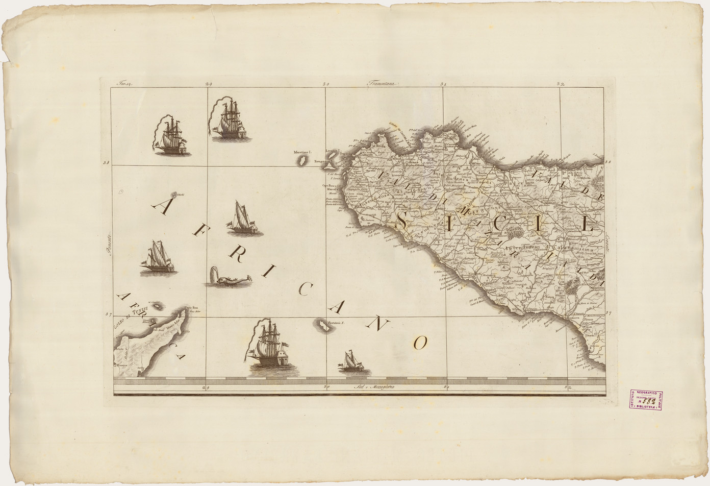 (N:4844) CARTA GENERALE DELL'ITALIA... - Tavola 14 (B0008214) Carte e stampe antiche: riproduzione a colori su carta (formato A1)