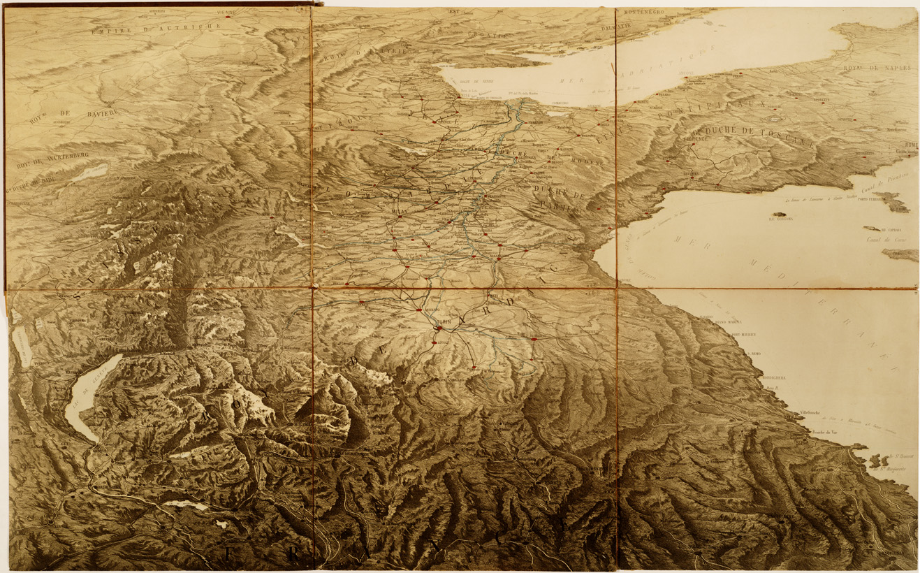 (N:10850) ITALIA CENTRALE A VOLO D'UCCELLO (B0008273) Carte e stampe antiche: riproduzione a colori su carta (formato A1)
