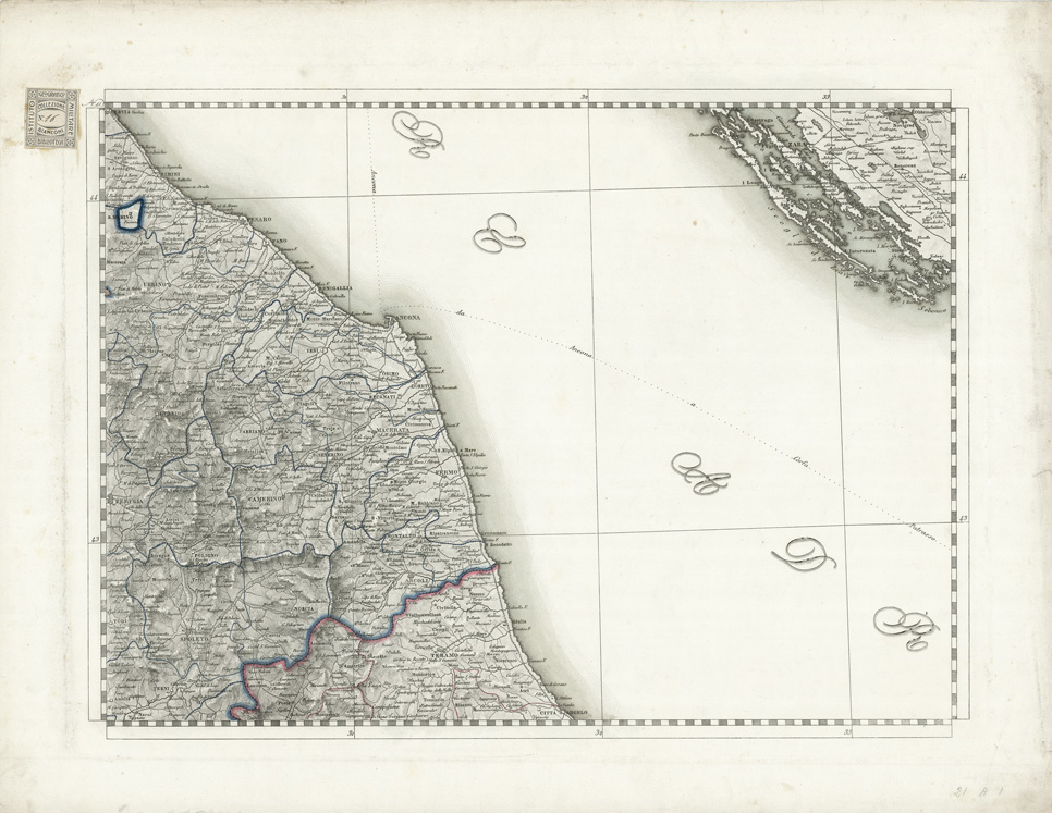(N:10457) GRAN CARTA D'ITALIA DISEGNATA ED INCISA COLLA SCORTA DELLE OPERE PIU' RECENTI ED ACCREDITATE DI GEOGRAFIA PUBBLICATA PER CURA DI G. CIVELLI E COMP. ... - Foglio 11 - San Marino, Ancona, Terni, Dalmazia (B0008298) Carte e stampe antiche: riproduzione a colori su carta (formato A1)