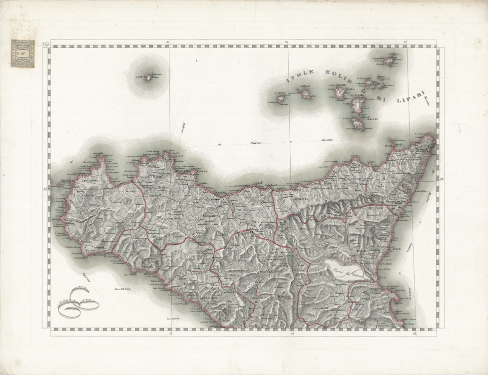 (N:10470) GRAN CARTA D'ITALIA DISEGNATA ED INCISA COLLA SCORTA DELLE OPERE PIU' RECENTI ED ACCREDITATE DI GEOGRAFIA PUBBLICATA PER CURA DI G. CIVELLI E COMP. ... - Foglio 23 - Isole Eolie, Sicilia (B0008310) Carte e stampe antiche: riproduzione a colori su carta (formato A1)