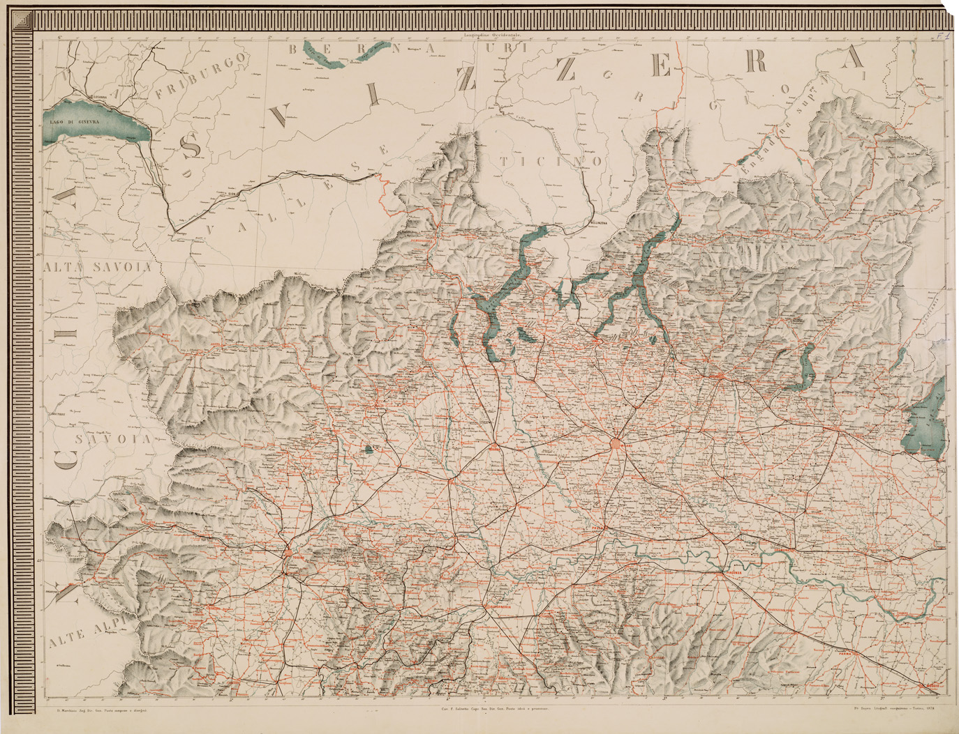 (N:5018) CARTA GEOGRAFICA POSTALE D'ITALIA... - Foglio 1 (B0008394) Carte e stampe antiche: riproduzione a colori su carta (formato A1)