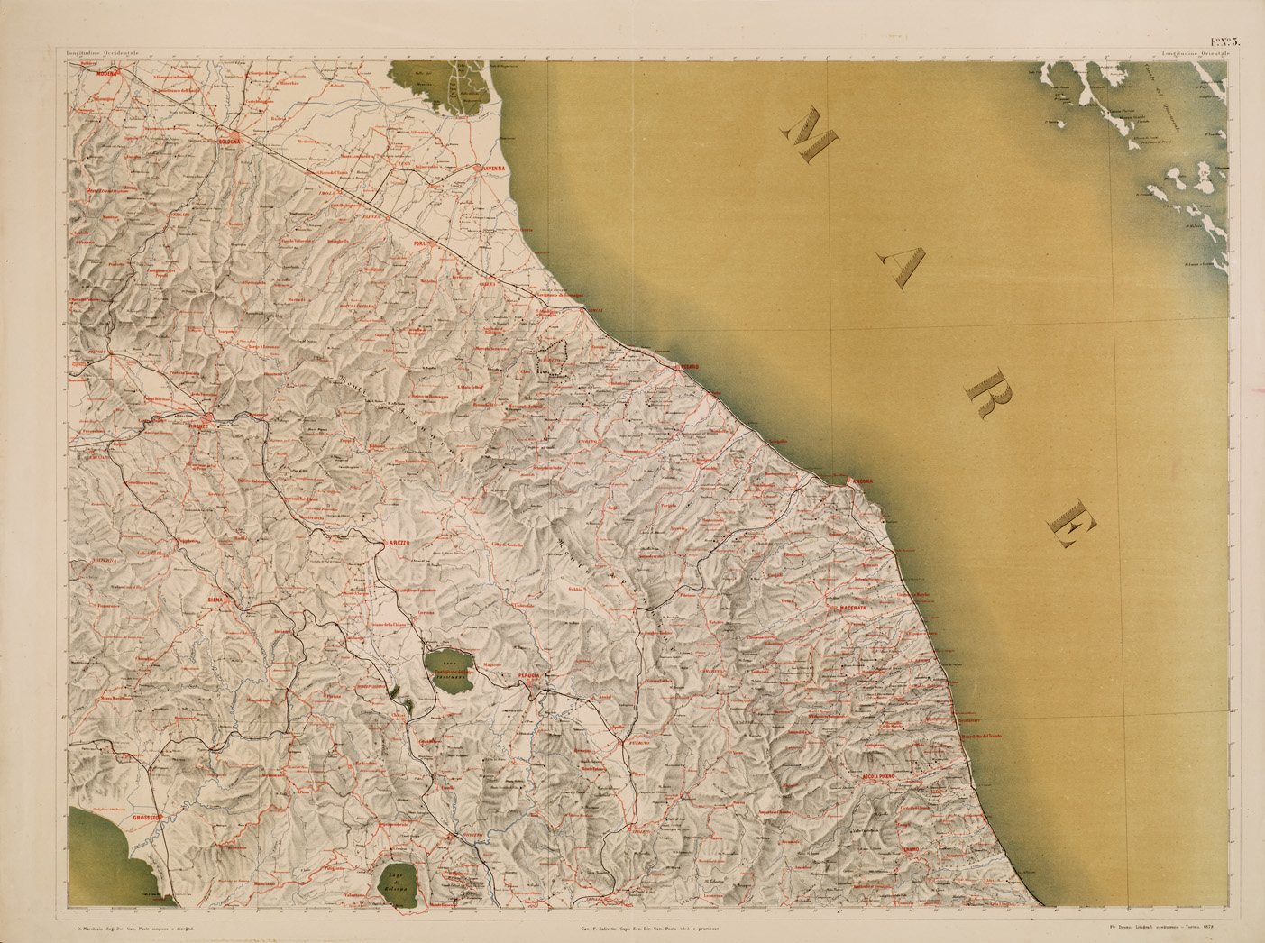(N:5028) CARTA GEOGRAFICA POSTALE D'ITALIA... - Foglio 5 (B0008398) Carte e stampe antiche: riproduzione a colori su carta (formato A1)