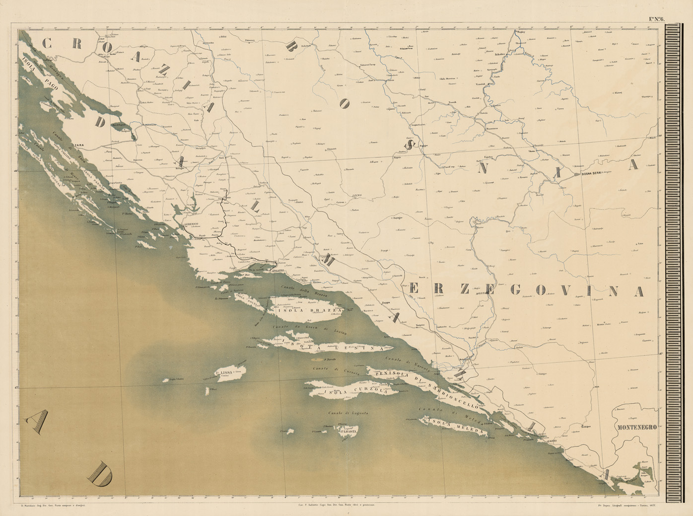 (N:5029) CARTA GEOGRAFICA POSTALE D'ITALIA... - Foglio 6 (B0008399) Carte e stampe antiche: riproduzione a colori su carta (formato A1)