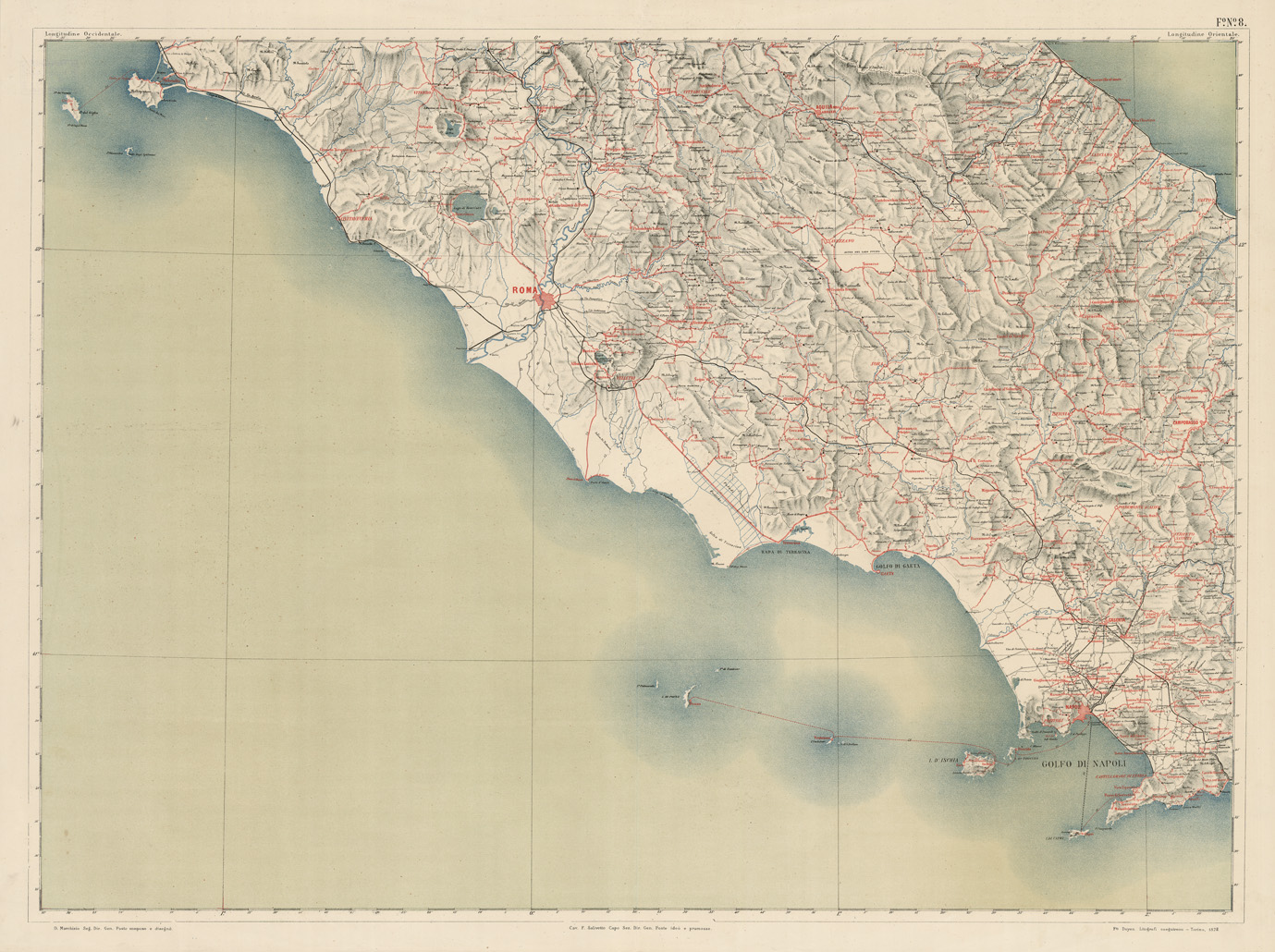 (N:5031) CARTA GEOGRAFICA POSTALE D'ITALIA... - Foglio 8 (B0008401) Carte e stampe antiche: riproduzione a colori su carta (formato A1)
