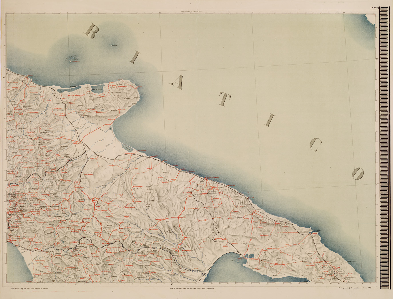 (N:5032) CARTA GEOGRAFICA POSTALE D'ITALIA... - Foglio 9 (B0008402) Carte e stampe antiche: riproduzione a colori su carta (formato A1)