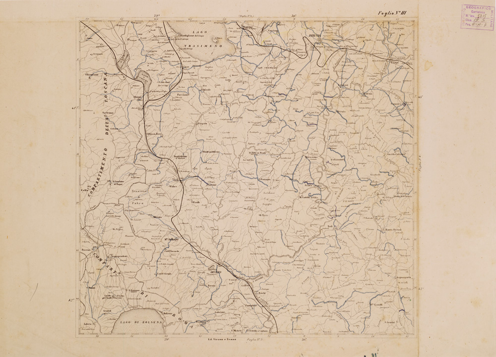 (N:3988) CARTA COROGRAFICA DELLE STRADE COMUNALI OBBLIGATORIE D'ITALIA - COMPARTIMENTO DELL'UMBRIA... - Foglio 3 (B0008473) Carte e stampe antiche: riproduzione a colori su carta (formato A1)