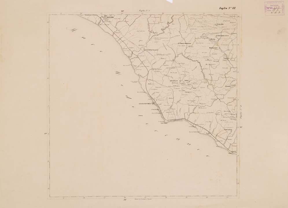 (N:3980) CARTA COROGRAFICA DELLE STRADE COMUNALI OBBLIGATORIE D'ITALIA - COMPARTIMENTO DI ROMA... - Foglio 3 (B0008480) Carte e stampe antiche: riproduzione a colori su carta (formato A1)