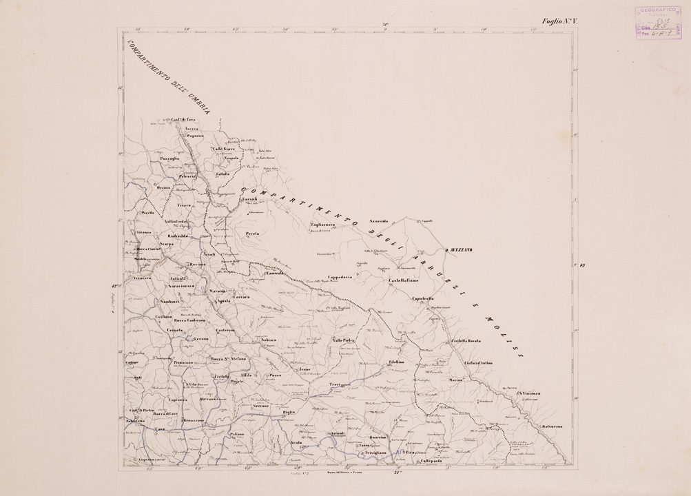 (N:3982) CARTA COROGRAFICA DELLE STRADE COMUNALI OBBLIGATORIE D'ITALIA - COMPARTIMENTO DI ROMA... - Foglio 5 (B0008482) Carte e stampe antiche: riproduzione a colori su carta (formato A1)